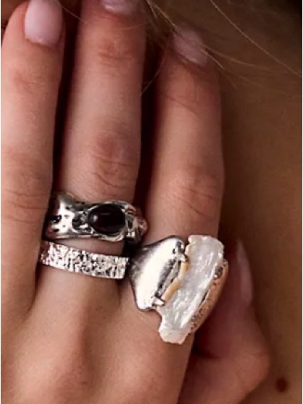 Free People Clapsed White Baroque Pearl Ring